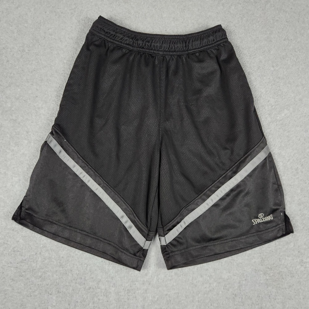 Spalding Basketball Shorts Mens Small Black Mesh Stretch Elastic Waist Athletic